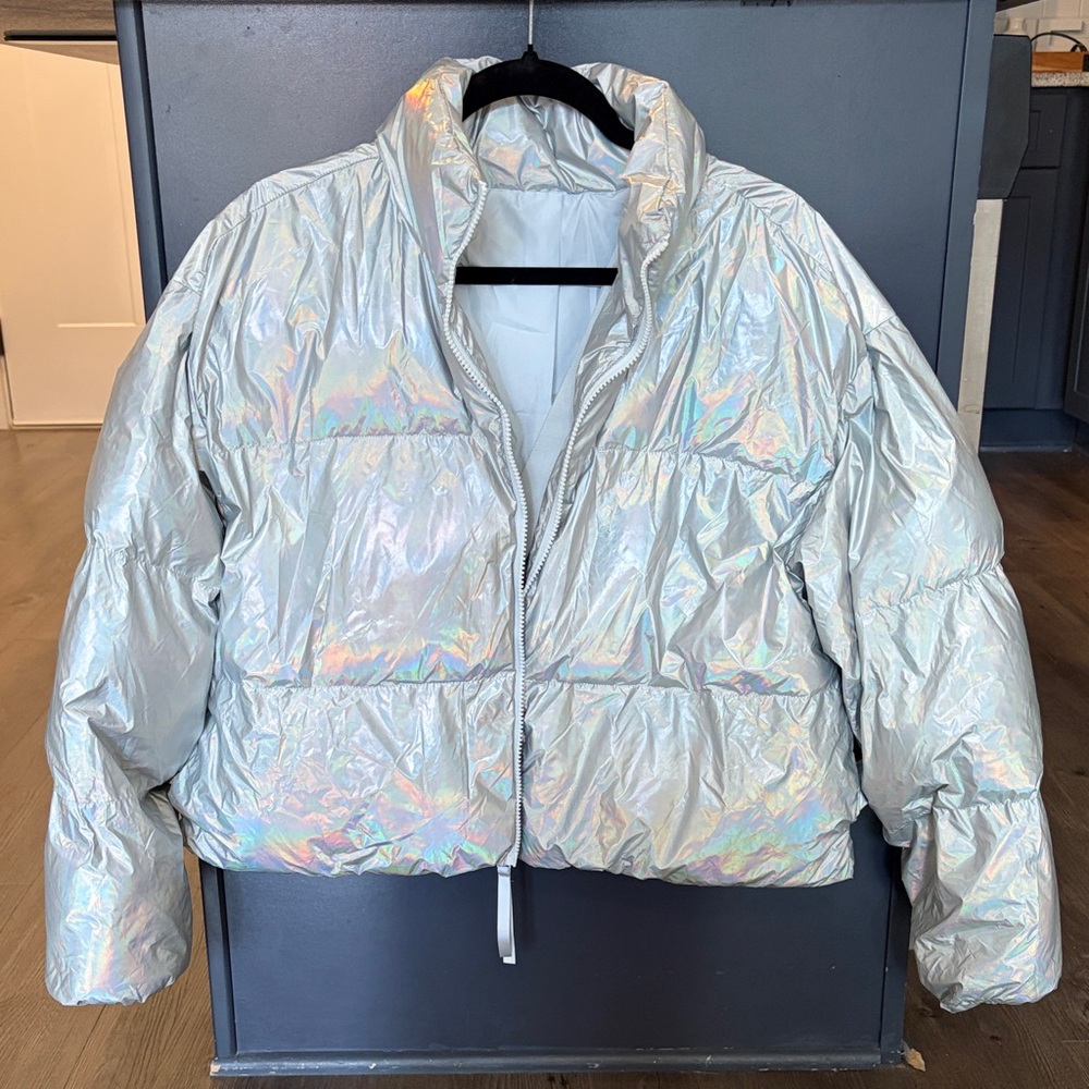 Fabletics Iridescent Puffer Jacket - Silver - image 1
